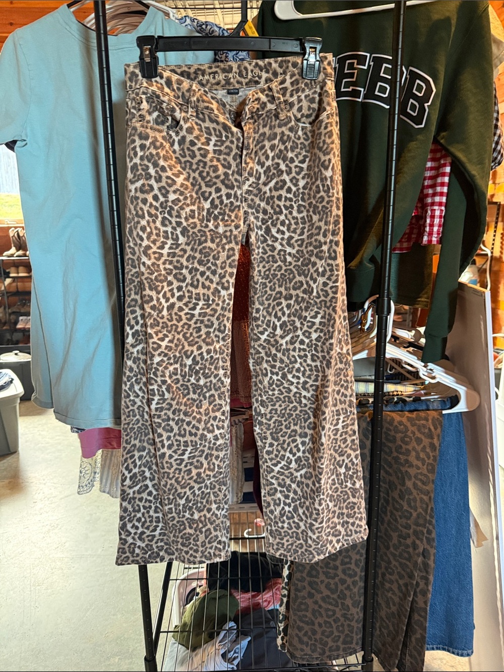 American Eagle Outfitters Leopard Print Corduroy Pants in Brown